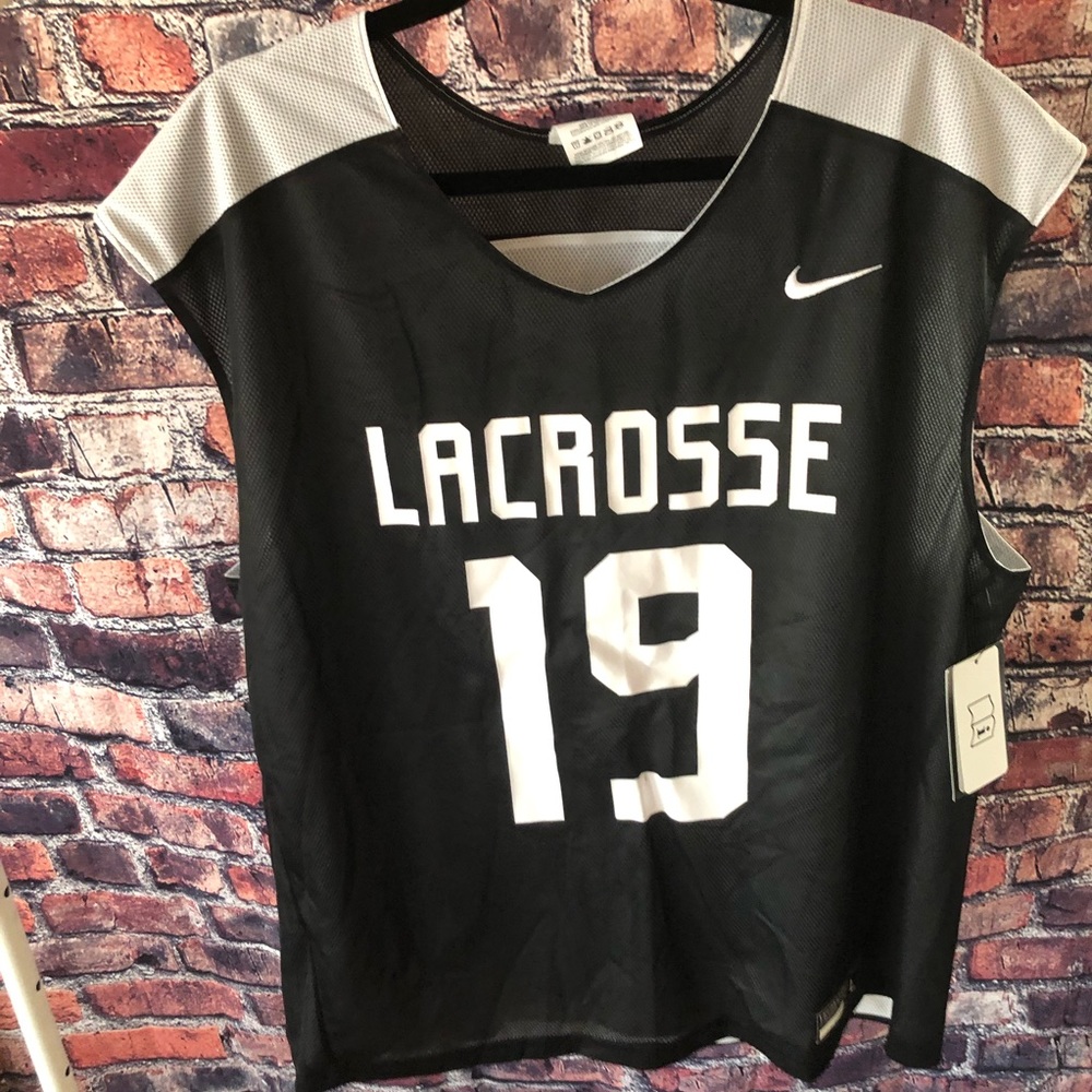 Nike Mens L Lacrosse Reversible Performance Training Jersey Black White BQ4129